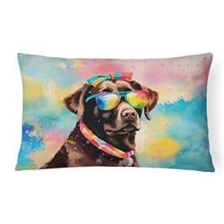 3 x 16 x 12 in. Chocolate Labrador Hippie Dawg Fabric Decorative Pillow