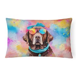 3 x 16 x 12 in. Chocolate Labrador Hippie Dawg Fabric Decorative Pillow