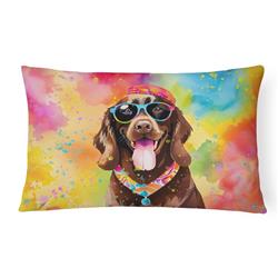 3 x 16 x 12 in. Chocolate Labrador Hippie Dawg Fabric Decorative Pillow