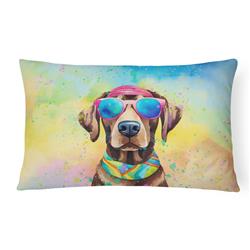 3 x 16 x 12 in. Chocolate Labrador Hippie Dawg Fabric Decorative Pillow