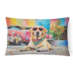 3 x 16 x 12 in. Yellow Labrador Hippie Dawg Fabric Decorative Pillow