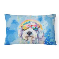 DAC2535PW1216 3 x 16 x 12 in. Old English Sheepdog Hippie Dawg Fabric Decorative Pillow