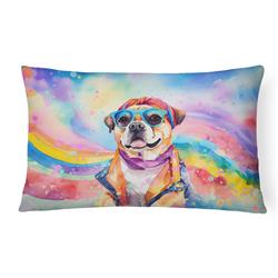 3 x 16 x 12 in. Pug Hippie Dawg Fabric Decorative Pillow