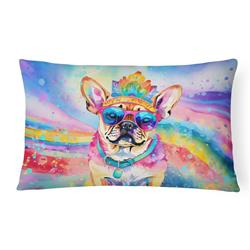 3 x 16 x 12 in. Pug Hippie Dawg Fabric Decorative Pillow