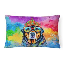 3 x 16 x 12 in. Rottweiler Hippie Dawg Fabric Decorative Pillow