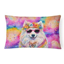 3 x 16 x 12 in. Samoyed Hippie Dawg Fabric Decorative Pillow