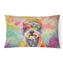 3 x 16 x 12 in. Schnauzer Hippie Dawg Fabric Decorative Pillow