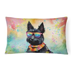 3 x 16 x 12 in. Scottish Terrier Hippie Dawg Fabric Decorative Pillow