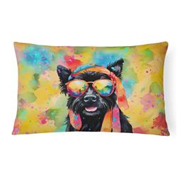 3 x 16 x 12 in. Scottish Terrier Hippie Dawg Fabric Decorative Pillow