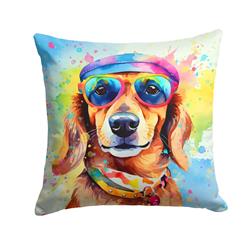 3 x 18 x 18 in. Dachshund Hippie Dawg Fabric Decorative Pillow