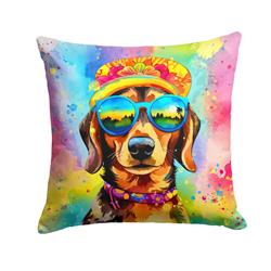 3 x 18 x 18 in. Dachshund Hippie Dawg Fabric Decorative Pillow