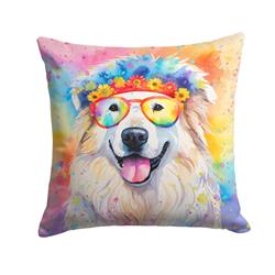 3 x 18 x 18 in. Great Pyrenees Hippie Dawg Fabric Decorative Pillow