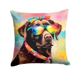 3 x 18 x 18 in. Chocolate Labrador Hippie Dawg Fabric Decorative Pillow