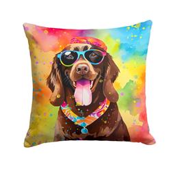 3 x 18 x 18 in. Chocolate Labrador Hippie Dawg Fabric Decorative Pillow
