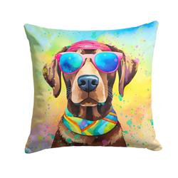 3 x 18 x 18 in. Chocolate Labrador Hippie Dawg Fabric Decorative Pillow