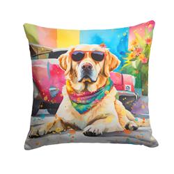 3 x 18 x 18 in. Yellow Labrador Hippie Dawg Fabric Decorative Pillow