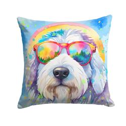 DAC2535PW1818 3 x 18 x 18 in. Old English Sheepdog Hippie Dawg Fabric Decorative Pillow