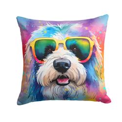 DAC2536PW1818 3 x 18 x 18 in. Old English Sheepdog Hippie Dawg Fabric Decorative Pillow