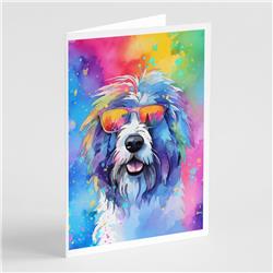 DAC2534GCA7P 0.01 x 5 x 7 in. Old English Sheepdog Hippie Dawg Greeting Cards, Pack of 8