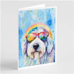 DAC2535GCA7P 0.01 x 5 x 7 in. Old English Sheepdog Hippie Dawg Greeting Cards, Pack of 8