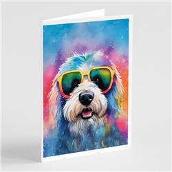 DAC2536GCA7P 0.01 x 5 x 7 in. Old English Sheepdog Hippie Dawg Greeting Cards, Pack of 8