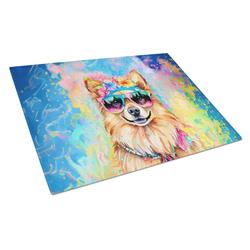 DAC2541LCB 15 x 12 in. Pomeranian Hippie Dawg Glass Cutting Board - Large
