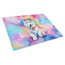 15 x 12 in. Unisex Samoyed Hippie Dawg Glass Cutting Board - Large