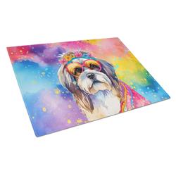 15 x 12 in. Unisex Shih Tzu Hippie Dawg Glass Cutting Board - Large