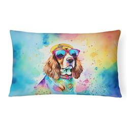 16 x 12 in. Unisex Cavalier Spaniel Hippie Dawg Fabric Decorative Pillow