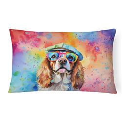 16 x 12 in. Unisex Cavalier Spaniel Hippie Dawg Fabric Decorative Pillow