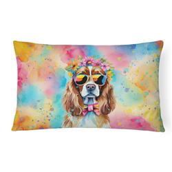 16 x 12 in. Unisex Cavalier Spaniel Hippie Dawg Fabric Decorative Pillow