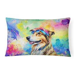16 x 12 in. Unisex Collie Hippie Dawg Fabric Decorative Pillow