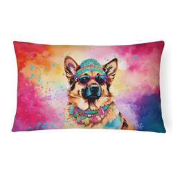 16 x 12 in. Unisex German Shepherd Hippie Dawg Fabric Decorative Pillow