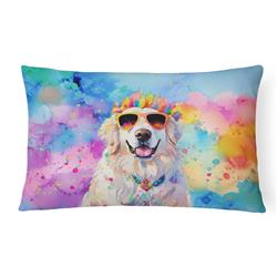 16 x 12 in. Unisex Great Pyrenees Hippie Dawg Fabric Decorative Pillow