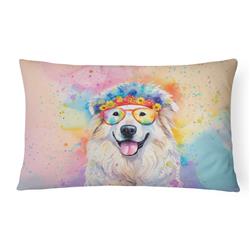 16 x 12 in. Unisex Great Pyrenees Hippie Dawg Fabric Decorative Pillow