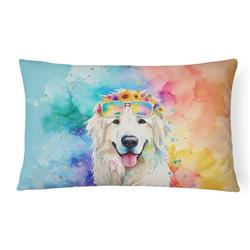 16 x 12 in. Unisex Great Pyrenees Hippie Dawg Fabric Decorative Pillow