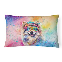 16 x 12 in. Unisex Keeshond Hippie Dawg Fabric Decorative Pillow