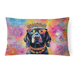 16 x 12 in. Unisex Black Labrador Hippie Dawg Fabric Decorative Pillow