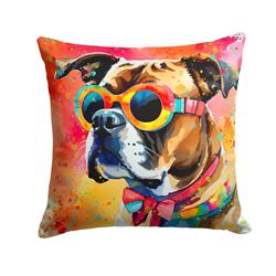 18 x 18 in. Unisex Boxer Hippie Dawg Fabric Decorative Pillow