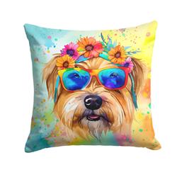 18 x 18 in. Unisex Cairn Terrier Hippie Dawg Fabric Decorative Pillow