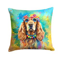 18 x 18 in. Unisex Cocker Spaniel Hippie Dawg Fabric Decorative Pillow