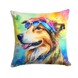 18 x 18 in. Unisex Collie Hippie Dawg Fabric Decorative Pillow