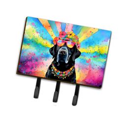 9 x 6 in. Unisex Black Labrador Hippie Dawg Leash or Key Holder