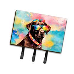9 x 6 in. Unisex Chocolate Labrador Hippie Dawg Leash or Key Holder