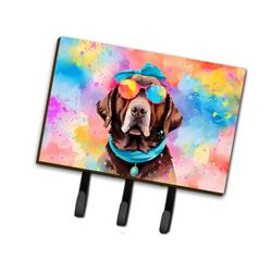9 x 6 in. Unisex Chocolate Labrador Hippie Dawg Leash or Key Holder