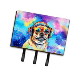 9 x 6 in. Unisex Pug Hippie Dawg Leash or Key Holder