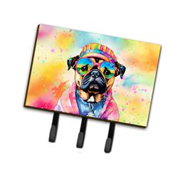 9 x 6 in. Unisex Pug Hippie Dawg Leash or Key Holder