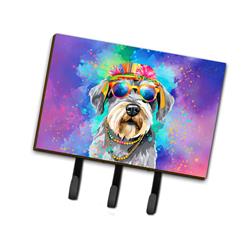 9 x 6 in. Unisex Schnauzer Hippie Dawg Leash or Key Holder