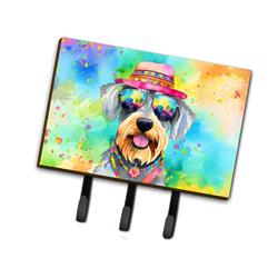 9 x 6 in. Unisex Schnauzer Hippie Dawg Leash or Key Holder