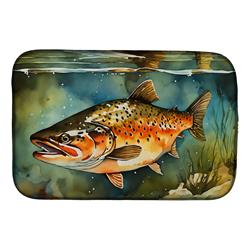 21 x 14 in. Unisex Brown Trout Dish Drying Mat